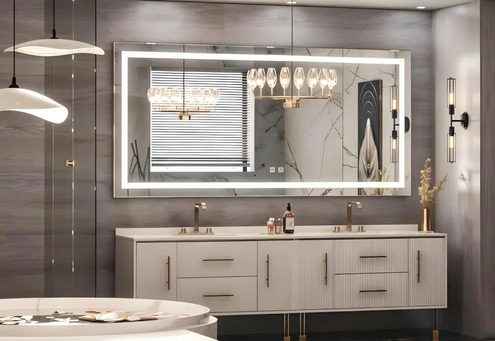 vanity with mirror and lights